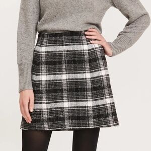 Tyler Boe Softest Black & White Plaid A Line Mini Skirt Womens 4